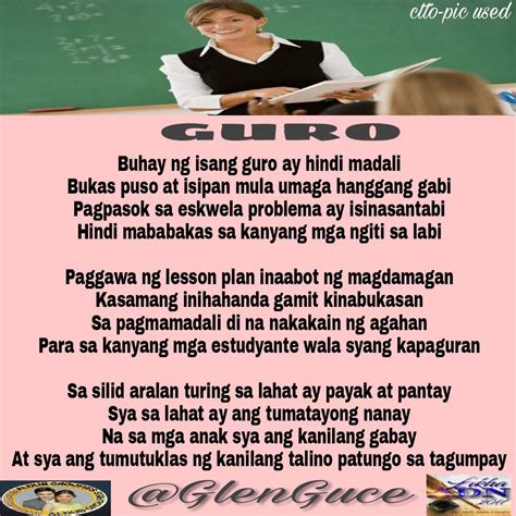 Tula Tungkol sa Guro (21 Tula Para sa Guro) .